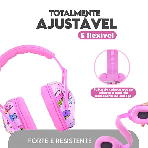 Fone Abafador de Ruídos Autismo Infantil Colorido Abafador de Som e Protetor Auditivo Para Crianças
