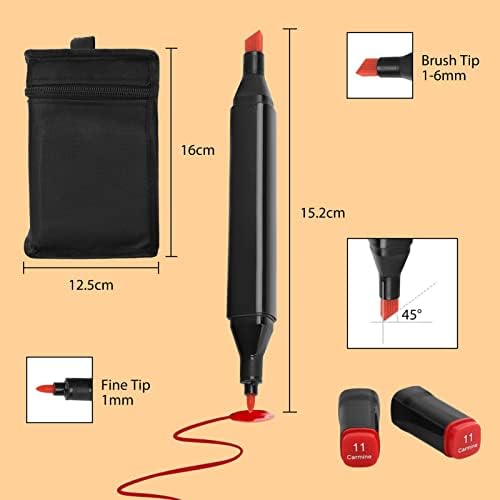 AllRight 80 Colors Alcohol Markers Set Marker Pens Alcohol Graphic Sketch Pens Coarse and Fine Twin Tips Art Oily Pens for Coloring Painting Manga Design(Black)