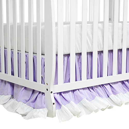 Brandream Girls Crib Bedding Sets Purple Luxury Princess Baby Nursery Bedding 4 Piece Ruffle Comforter Crib Blanket Set, 100% Cotton #TOP3