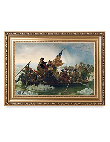 Decorarts P35001F852416 Washington Crossing The Delaware By Emanuel Leutze, Giclee Print W/Golden Frame For Wall Decor. Picture Size: 24X16 Total Size W/Frame: 30X22 In cover