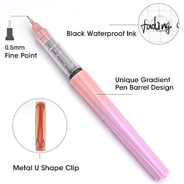 WRITECH Bolígrafos de tinta líquida, 8 unidades, de secado rápido, sin sangrado, bolígrafos negros de 0,5 mm, para escribir, tomar notas, diario y dibujar (degradado)