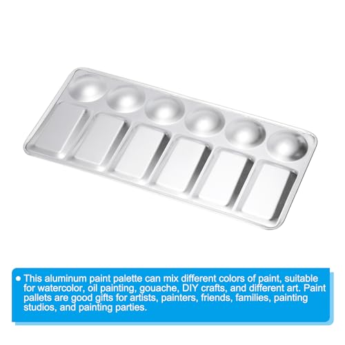 Plateau de peinture 12 compartiments en aluminium rectangle argenté