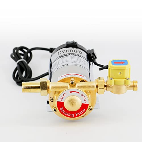 EVERGD Stainless Steel Electric Automatic Hot Cold Water Pressure Booster Pump for Shower Washing Machine Home Garden (120W)