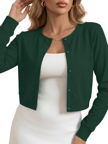 Image of Heymoments Women's Thin Shrugs Long Sleeve Lightweight Cropped Tops Open Front Cardigan for Dress S-2XL