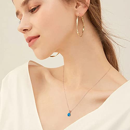 Birthstone Necklace For Women Girl, Teardrop Necklaces For Teen Girls Blue Topaz Necklace For Women Blue Necklace Blue Birthstone Necklaces Blue Birthstone Jewelry For Women Birthday Gifts For Teen Girls #TOP1