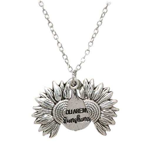 F Fityle 3pcs Colar De Medalhão De Girassol Retro Gravado Abertura Colar De Corrente 50cm