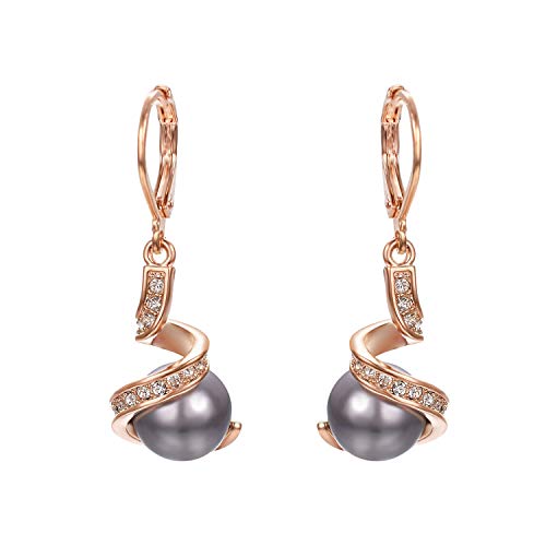 Yoursfs Gray Pearl Leverback Earrings For Women 18K Gold Plated Drop Dangle Earring Fashion Jewelry #TOP19