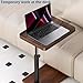 SJIE C Table End Table Adjustable Height, 360°Swivel TV Tray Table for Small Spaces, Side Tables with Wheels for Living Room and Bedroom, Bed (Walnut)