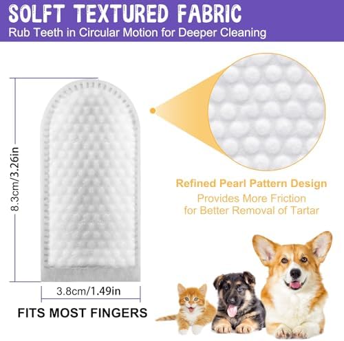 Dog Teeth Cleaning Wipes, 60 PCS Dental Finger Wipes for Dogs & Cats, Remove Plaque & Tartar, Freshen Breath, Pet Dental Care Finger Toothbrush Wipes - 4