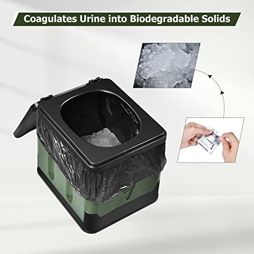 Miniatura 7 de Otraki Inodoro Portatil Para Camping Con 12 Bolsas, Wc Portátil Plegable Adultos Inodoro Camping Compacto Con Tapa, Baño Móvil Exterior Solución Baño Emergencia Para Viajes, Furgonetas Camper