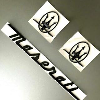 CMAOS 3PC SET Matte Black Emblem For M@serati RH & LH Side Trunk Logo Badges Nameplate (GLOSS BLACK)