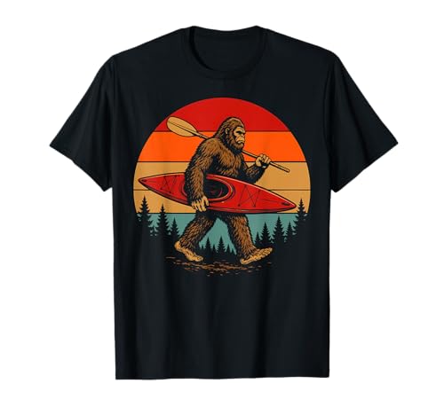 Bigfoot Kayaking Sasquatch Outdoors Wilderness Adventure T-Shirt