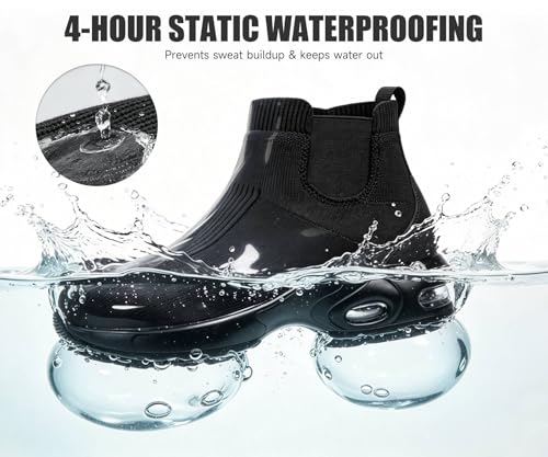 Image of LARNMERN Steel Toe Shoes Slip On Waterproof Safety Boots | Lightweight Comfortable Cushion Work Black ASTM F2413-18