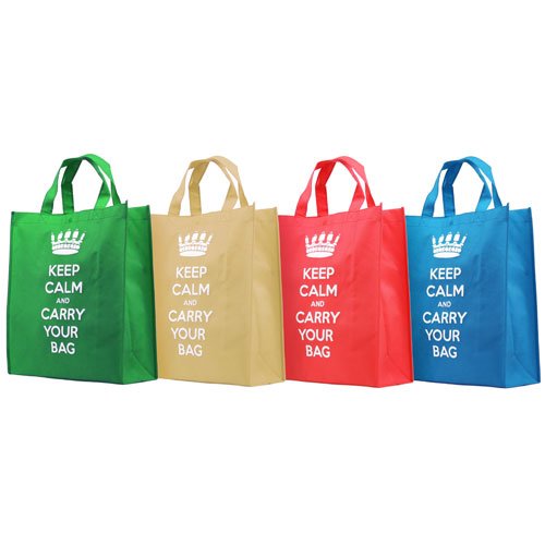 Keep Calm And Carry Your Bag - Large Reusable Grocery Totes - Set of 4