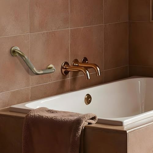 Grab Bars for Shower, 2 Pack, 16 Inch Angled Anti-Slip, Antique Bronze by JOY DECOR - Used condition - Image 9