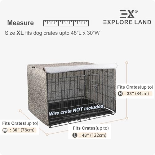 image for Explore Land Pattern Dog Crate Cover for 48 Inches Wire Cage, Heavy-Du