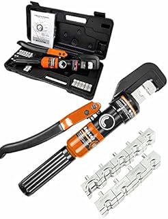 AMZCNC Hydraulic Cable Lug Crimper 10 US TON 12 AWG to 00 (2/0) Electrical Terminal Cable Wire Tool Kit with 9 Die (Crimping Tool)