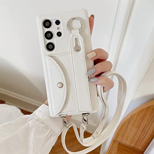 Étui portefeuille en cuir haut de gamme pour Samsung S21 Ultra avec bandoulière