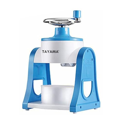 Tayama Shave Snow Cone Maker Manual Hand Crank, Non-Electric ice Shaver, Medium, Blue