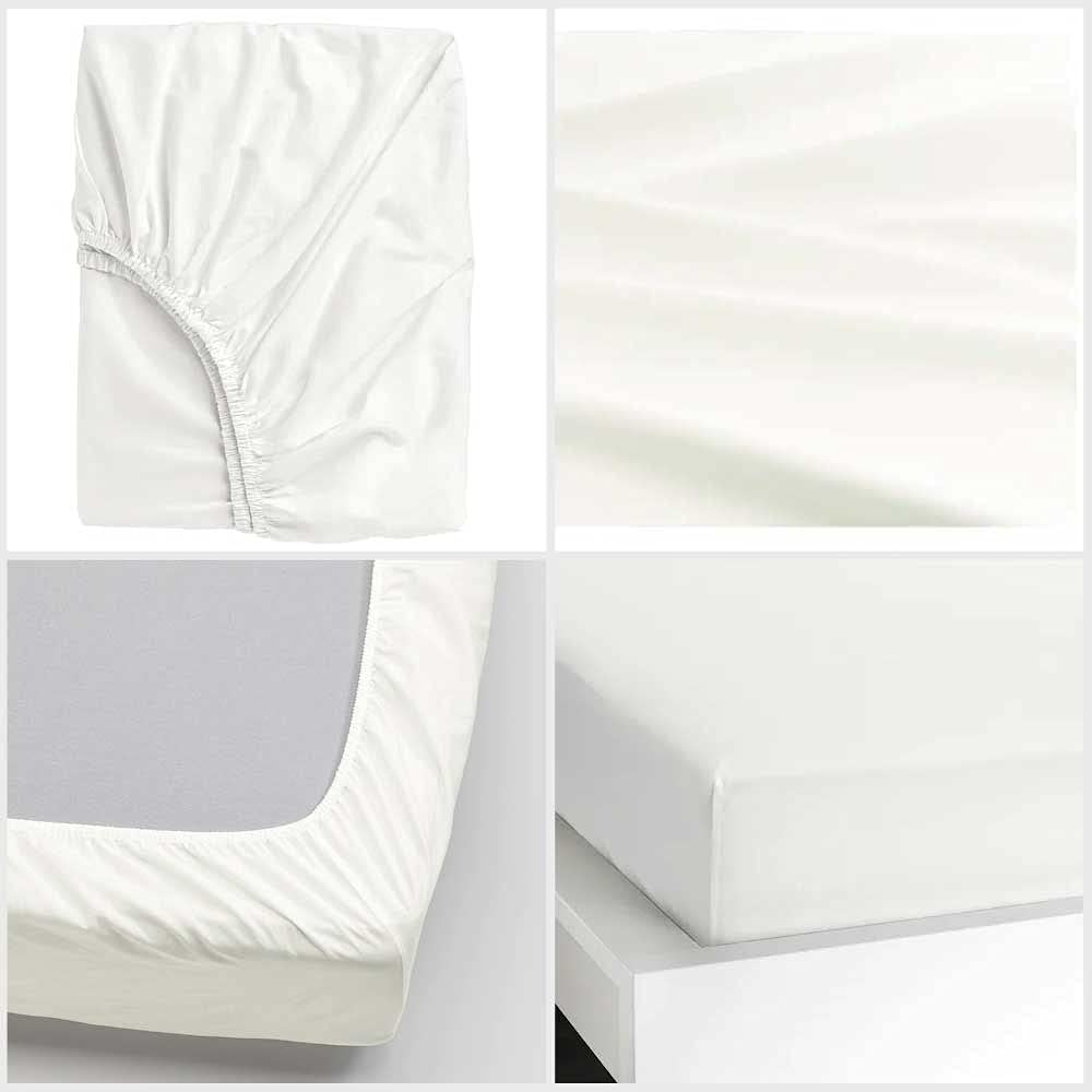 Crown Collection Sábana Bajera Ajustable de 600 Hilos, 100% algodón Egipcio, 1 Pieza, con Bolsillo Profundo de 30,5 cm, Damasco sólido, Color Blanco (Queen 60 x 80 Pulgadas, Blanco)