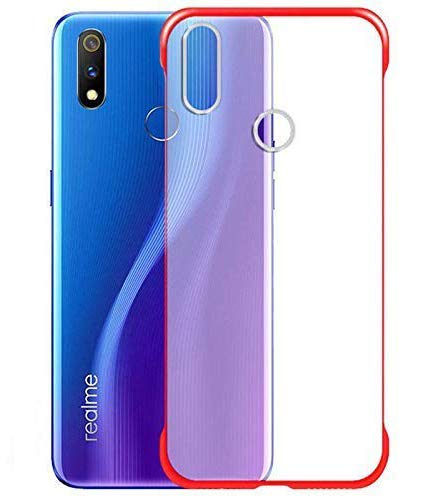 My Choice Ultra Thin Frameless Matte Transparent Buckle Back Frameless TPU Bumper Cover Case for Realme 3 / Realme 3i (Red)