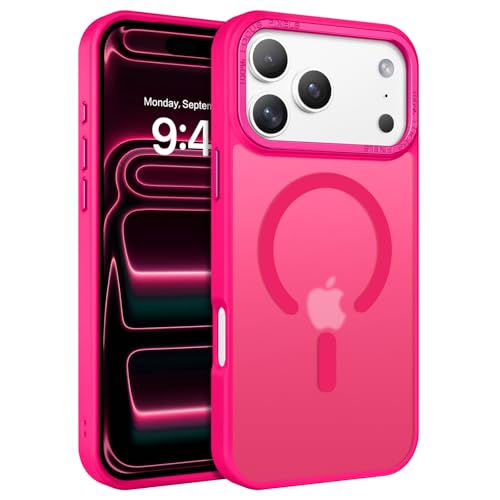 Image of BENTOBEN Magnetic for iPhone Pro Case [Compatible with Magsafe] Translucent Matte Pro Phone Case Slim Shockproof Women Men Girls Boys Protective Cover Cases for iPhone Pro 6.1 inch, Hot Pink