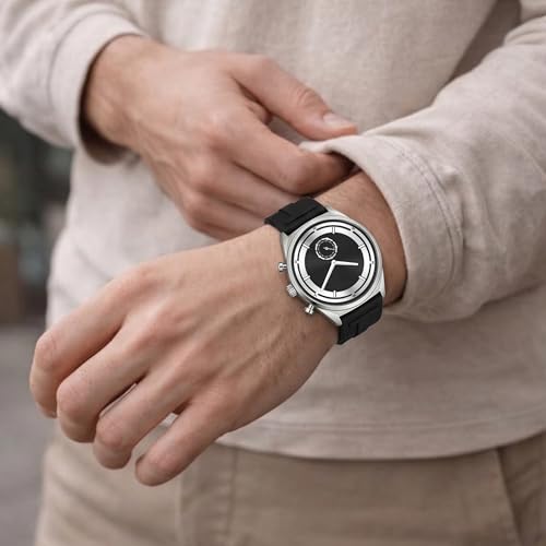 Image of styledose Men's Watch Analog Quartz with Chronograph & Silicone Strap -Casual & Formal Wrist Watch for Men