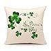St. Patricks Day Green Home Decor Throw Pillow Case Cushion Cover 18 x 18 Inch Cotton Linen(Saint Patricks Lucky Clove)
