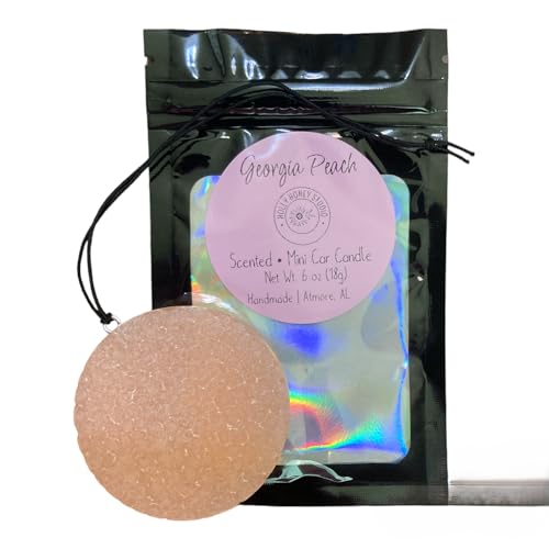 Georgia Peach Scented Mini 2-inch Round Hanging Car Air Fresheners, Highly Fragrant, Made in USA, Handmade, Plain, Small, Minimalist, Fruity, Southern, Perfect for Gift Baskets, Party Favor
