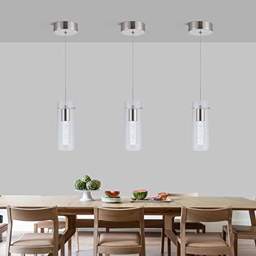 Leadtek 3 Pack Pendant Lights Kitchen Island, 6000K Kitchen Island Dining Room Light Pendant Lighting Fixtures Bubble Crystal Chandelier Over Island Table Modern Hanging Light for Bar Dining Room by Leadtek - Used condition - Image 6
