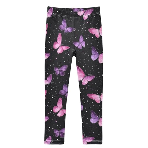 Boccsty Pink and Purple Butterflies Girls Leggings Kids Yoga Pants Dance Active Tights 4T