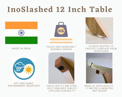 Image of InoSlashed Beautiful Wooden Side Table /End Table /Plant Stand /Tea Table /Stool Living Room Furniture Round Shape (3 Leg-12 Inch - Light)