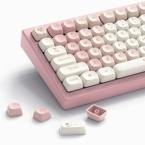 Womier MOA Keycaps, Pink Cute PBT Keycaps Dye-Sublimation 60 65 75 100...