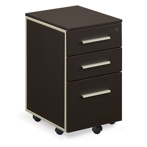nbf signature seriesat Work Mobile File Storage Pedestal - 16.5W x 20.5D Espresso Laminate with Brushed Nickel Handles and Contemporary Utility Drawers