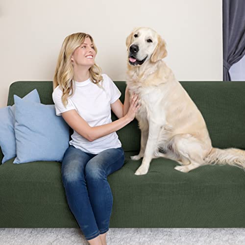 Subrtex Stretch Sofa Cover Set 1 Piece Sofa Slipvover With A Gift Cushion Cover For 3 Cushion Couch(Olive Drab,Sofa) #TOP1