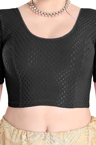 Image of FINESTFIT Stay On Trend Fashion 100% Cotton Readymade Blouses for Women,Round Neckline with Organza Balloon Sleeves.