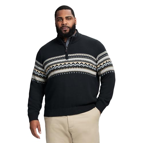 IZOD Men's Big & Tall Quarter Zip Textured Sweater