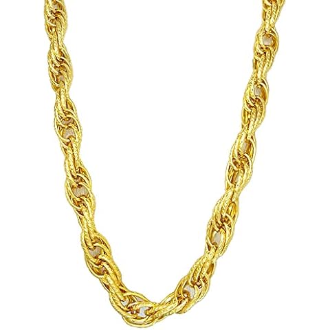 TUOKAY Long 18k Gold Rope Chain for 80s and 90s Rapper Costume Faux Gold Rope Chain 30" 12mm Thick Big Chunky Hip Hop Gold Chains Long Cover