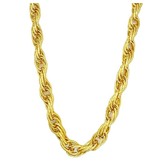 TUOKAY Long 18k Gold Rope Chain for 80s and 90s Rapper Costume Faux Gold Rope Chain 30" 12mm Thick Big Chunky Hip Hop Gold Chains Long