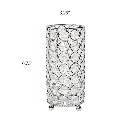 Elegant Designs HG1002-CHR Elipse Crystal Decorative Flower Vase, Candle Holder, Wedding Centerpiece, 6.75 Inch, Chrome - Image 2