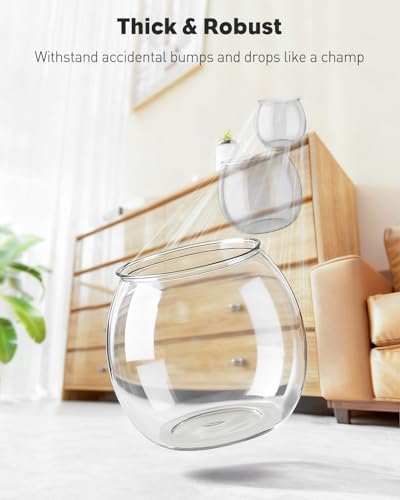 Image of Pawfly Small Plastic Fish Bowl, Clear Round 1.5 Gallon Fish Tank for Small Fish, Unbreakable Small Fishbowl Desktop Aquarium, Shatterproof Betta Fish Tank Goldfish Bowl, Decorative Globe Vase