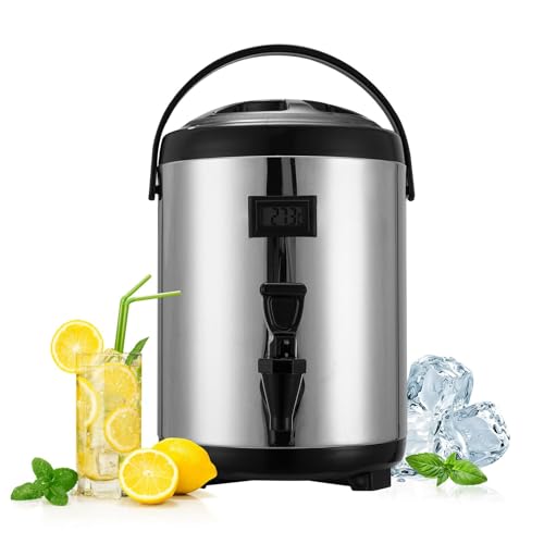 Hot Beverage Dispenser,10L Stainless Steel Hot Milk Container With Temperature Meter | Beverage Storage With Spigot, Large Capacity For Catering, Events, Kitchens