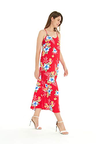 Image of Matchable Family Hawaiian Luau Men Women Girl Boy Clothes in Hibiscus Red