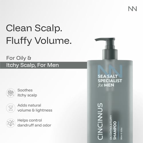 Image of Cincinnus Oil Control Fluffy Shampoo for Men | oil control with Sea Salt, Centella, Rosemary, Salicylic Acid, Zinc PCA | Refreshing Shampoo for Oily Scalp & Greasy Hair | 380ml