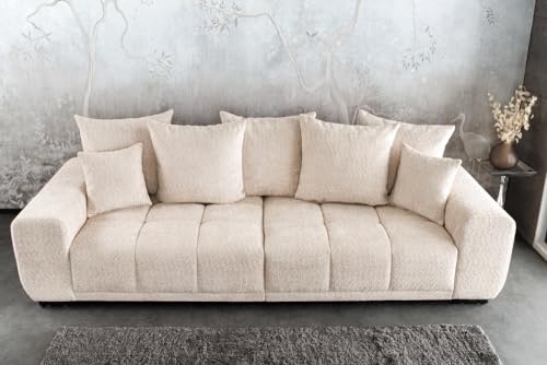 Riess Ambiente Modernes XXL Sofa ELEGANCIA 285cm Champagner beige Bouclé Bigsofa Couch inkl. Kissen Polstersofa Polstercouch Wohnzimmer