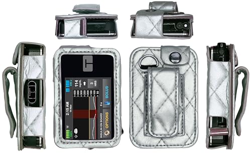 Plaid Fitted Leather Case W/Screen Protector & Lanyard for Tandem Insulin Pump Tandem t:Slim X2 (Silver)