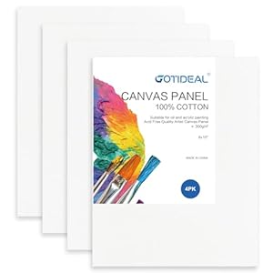 GOTIDEAL Canvas Boards for Painting, 8×10 inch Set of 4, Gesso Primed White Blank Canvases for Painting – 100% Cotton Art Supplies Canvas Panel for Acrylic Paint, Pouring, Oil Paint