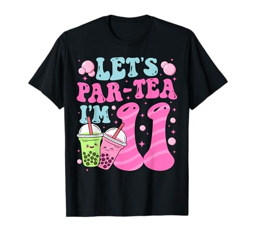 Té de burbujas con forma de té Let's Par-tea I'm 11 años Camiseta