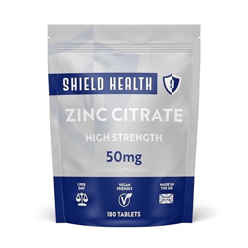 Zinc 50mg Tablets – High Potency Immune Support Supplement – Supports Skin, Hair, Nails & Overall Wellness – 180 Tablets