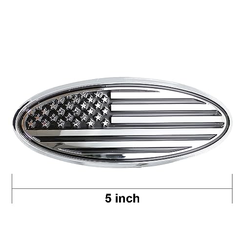 Image of Rear Tailgate Overlay Flag Emblem, 5 inch American Flag Badge Fits for Ford Bronco Sport 2020 2021 2022 2023 (Silver)